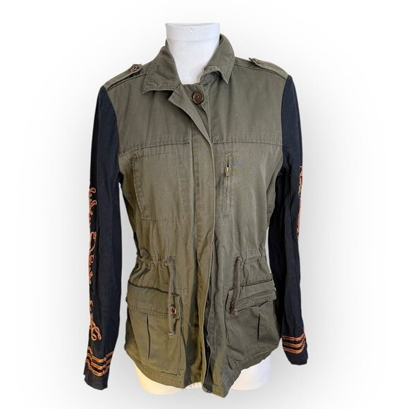 White Crow Olive‎ Embroidered Sleeve Utility Jacket - Picture 2 of 6